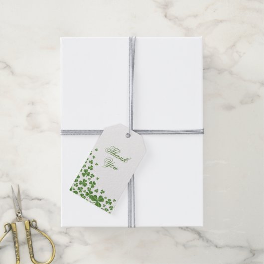 Étiquettes-cadeau Mariage Shamrock irlandais vert (Avec de la ficelle)