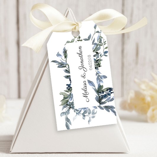 Étiquettes Cadeau Mariage Silver Green Floral