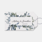 Étiquettes Cadeau Mariage Silver Green Floral (Devant (Horizontal))