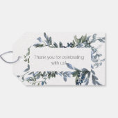 Étiquettes Cadeau Mariage Silver Green Floral (Dos (Horizontal))