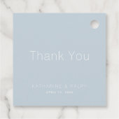 Étiquettes Cadeau Mariage simple blanc Dusty Blue Monogram Merci (Dos)