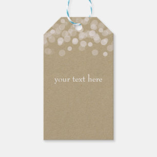 Étiquettes-cadeau Mariage Simple Rustique Papier Brun Lumières Blanc