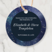 Étiquettes Cadeau Mariage Starry Nuit Céleste Merci Marine (Dos)