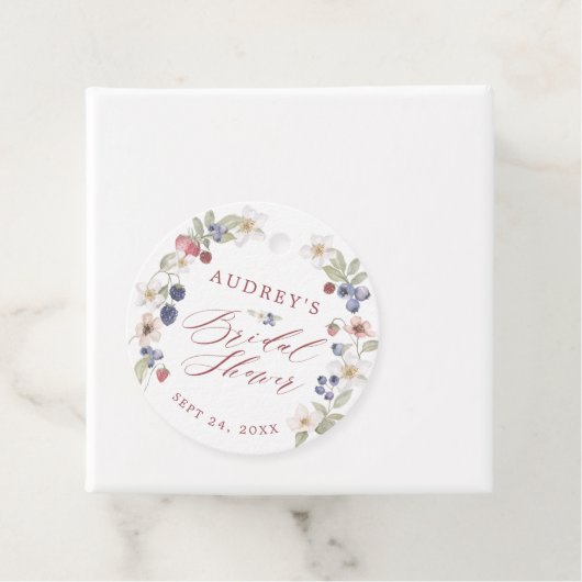 Étiquettes Cadeau Mariage sucré aux baies sauvages et fleurs (En situation)