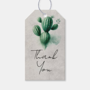 Étiquettes-cadeau Mariage Sud-Ouest Cactus Vert Gris Aquarelle