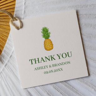 Étiquettes Cadeau Mariage sur la Plage Tropicale à l'Ananas Merci