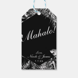 Étiquettes-cadeau Mariage sur une île tropicale chic noir et blanc
