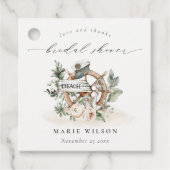 Étiquettes Cadeau Mariage Thème Nautique Fleurie avec Roue d'Ancre (Devant)