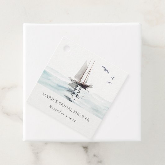 Étiquettes Cadeau Mariage Thème Voilier Nautique Aquarelle (En situation)