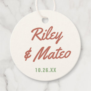 Étiquettes Cadeau Mariage Tons Terreux Funky Gras Type Rétro Moderne