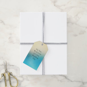 Étiquettes-cadeau Mariage Turquoise Chic Blanc Bleu Aqua