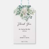 Étiquettes-cadeau Mariage vert eucalyptus blanc roses (Devant)