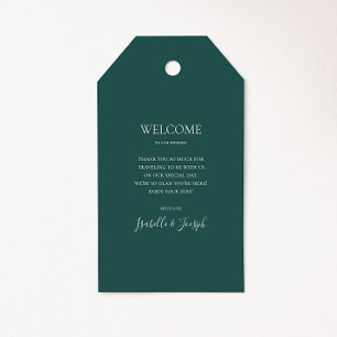 Étiquettes-cadeau Mariage Vert foncé Bienvenue Tags cadeaux