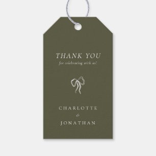 Étiquettes-cadeau Mariage vert olive élégant moderne