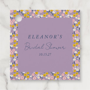 Étiquettes Cadeau Mariage Vintage Fleurs Jaune Violet Personnalisé