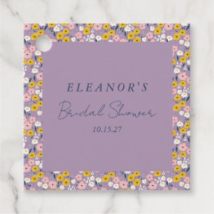 Étiquettes Cadeau Mariage Vintage Fleurs Jaunes et Violettes Personn