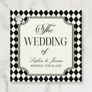Étiquettes Cadeau Mariage Vintage Luxueux Noir Ivoire de Luxe