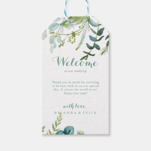 Étiquettes-cadeau Mariage vintage vert Eucalyptus Bienvenue