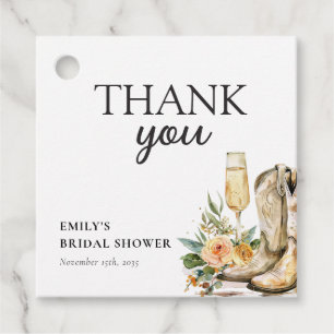 Étiquettes Cadeau Mariage Western Boots et Bubbly