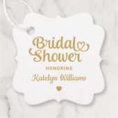Étiquettes Cadeau Mariage Whimsical Script Cœur Doré (Devant)