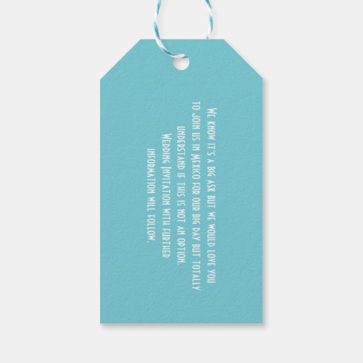 Étiquettes-cadeau Mariages À L'Étranger Mexique Enregistrer La Date (Dos)