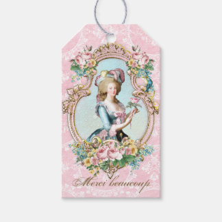 Étiquettes-cadeau Marie Antoinette French Pink roses portrait