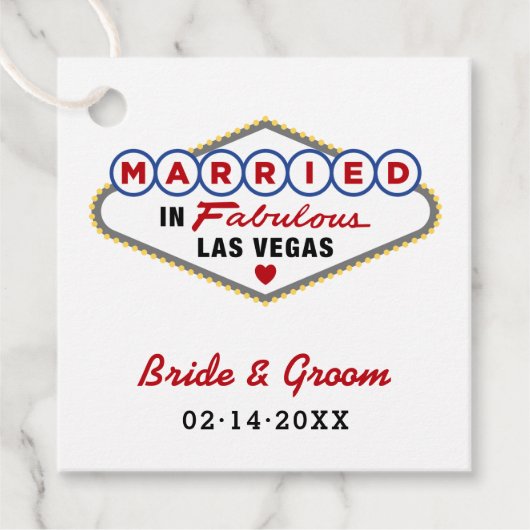Étiquettes Cadeau Marié dans Fabulous Las Vegas Mariage rouge Monogr (Devant)