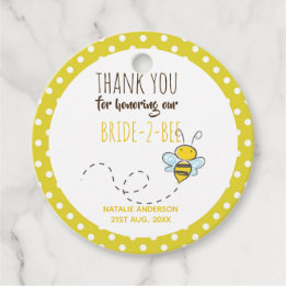 Étiquettes Cadeau Mariée 2 BEE Mignonne Jaune à pois Blanc Mariage S