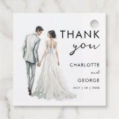 Étiquettes Cadeau Mariée Groom Aquarelle Illustration mariage faveur (Dos)