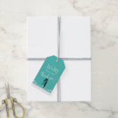 Étiquettes-cadeau Mariée Groom Turquoise Blanc Élégant Merci de mari (Avec de la ficelle)