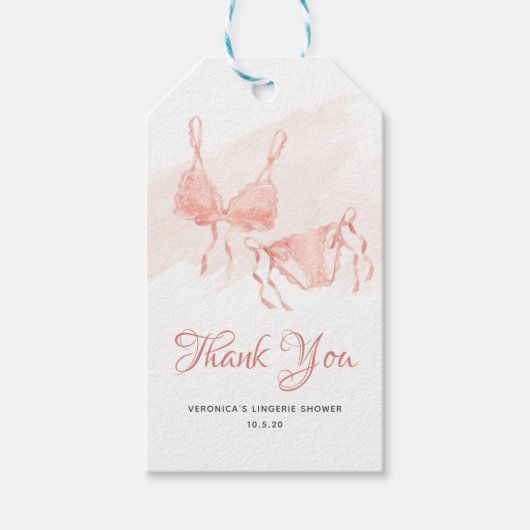 Étiquettes-cadeau Mariée Lingerie Blush (Devant)
