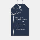 Étiquettes-cadeau Marine Blanc Minimal Floral Moderne Mariage Merci (Devant)