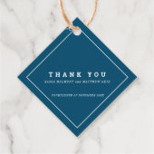 Étiquettes Cadeau Marine minimale avec mariage texte blanc merci (Devant)