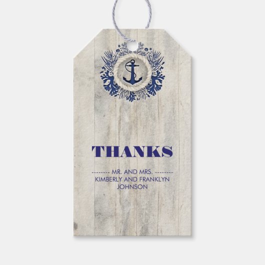 Étiquettes-cadeau Marine Nautique Rustic Beach Mariage (Devant)