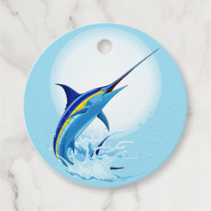 Étiquettes Cadeau Marlin Bleu Jaillissant de l'Océan