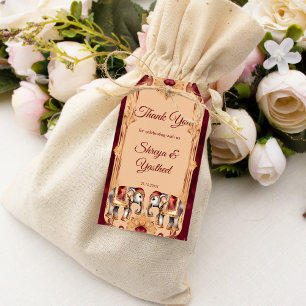 Étiquettes-cadeau Maroon beige mariage indien éléphants favoriser