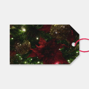 Étiquettes-cadeau Maroon et Arbre de Noël d'or I Photo de vacances