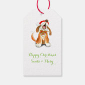 Étiquettes-cadeau Marque cadeau de Noël carol chanter chien vert (Dos)