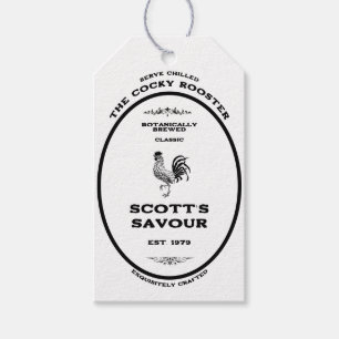Étiquettes-cadeau Marque de commerce, coq coquine, personnalisable