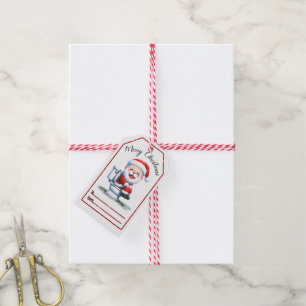 Étiquettes-cadeau Marque de Noël humoristique avec Père Noël aux toi