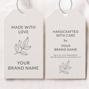 Étiquettes-cadeau Marque végétale minimaliste pour petites entrepris