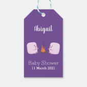 Étiquettes-cadeau Marshmallows mignons roses par dessin animé sur le (Dos)