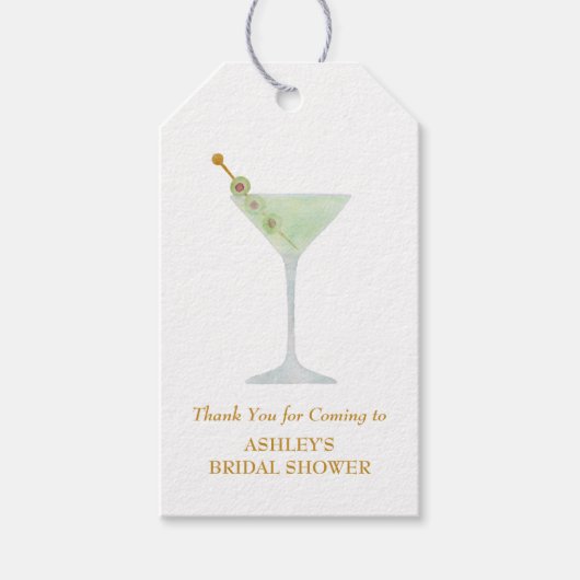Étiquettes-cadeau Martini Cocktail Mariage Faveur Fête des mariées (Devant)