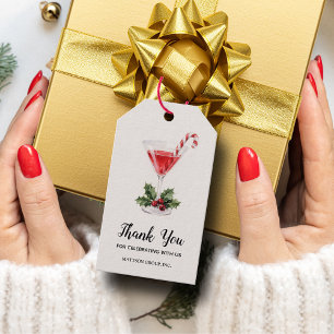 Étiquettes-cadeau Martini de Noël Canne à Sucre Chic Cadeau