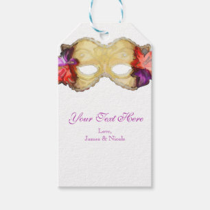 Étiquettes-cadeau Masque de Mascarade Florale Tropicale Élégant