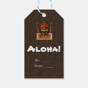 Étiquettes-cadeau Masque Tiki en Bois Vintage Rétro Luau Fête d'Été