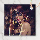 Étiquettes Cadeau Masquerade Photo Sweet 16 Anniversaire (Dos)