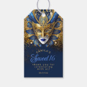 Étiquettes-cadeau Masquerade Sweet 16 Bleu Or V2 ID1032 (Devant)