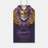 Étiquettes-cadeau Masquerade Sweet 16 Violet Or ID1032 (Devant)