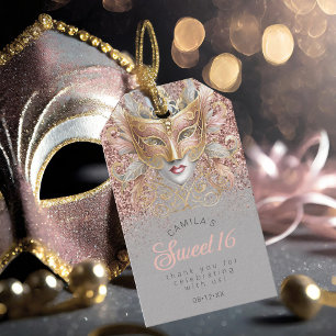 Étiquettes-cadeau Masquerade Sweet sixteen Rose Gold V2 ID1032